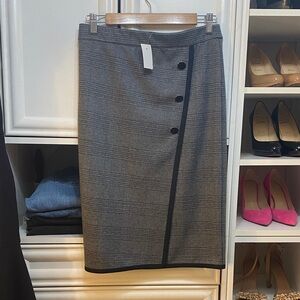 Ann Taylor Black-Trimmed Gray Pencil Skirt